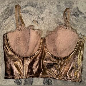 Victoria Secret Rose Gold Metallic Lace Bustier